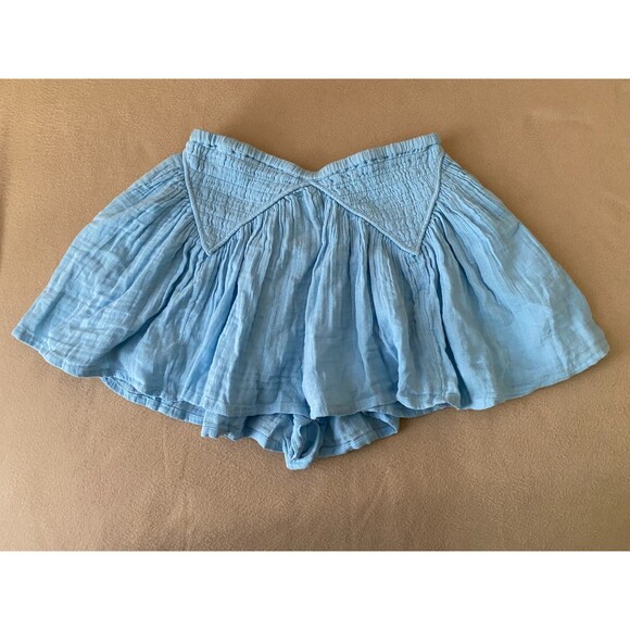 FREE PEOPLE Mini Gauze Pull On Shorts with Pockets, Medium, 100% Cotton, Blue - Picture 6 of 11